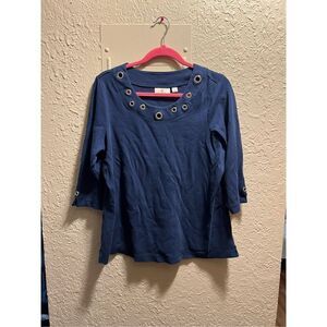 Quacker Factory Blue Woman’s Top Size XL